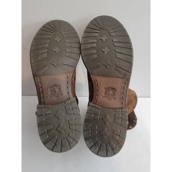 TRASK Suede Ankle Boots Women's Boho Distressed Cuffed Sz 10M Rustic Brown - Picture 11 of 14